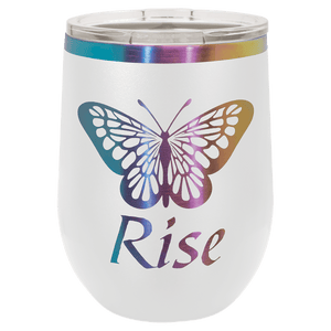 12 oz Wine Tumbler - White/Prism - Laser Engraving