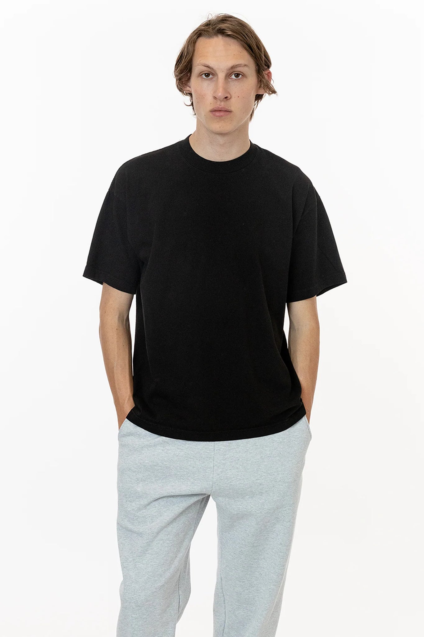 LA Apparel 1801GD- 6.5OZ GARMENT DYE CREW NECK T-SHIRT - Black