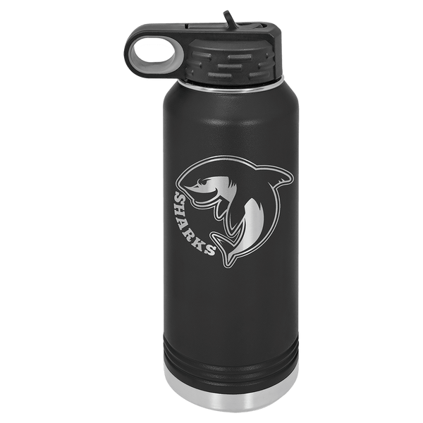 32oz Black Polar Camel Water Bottle Laser Engraved