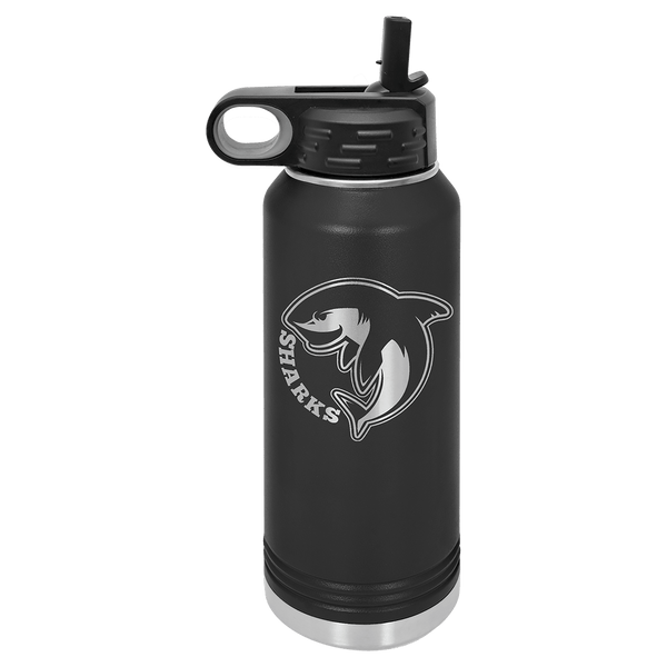 32oz Black Polar Camel Water Bottle Laser Engraved