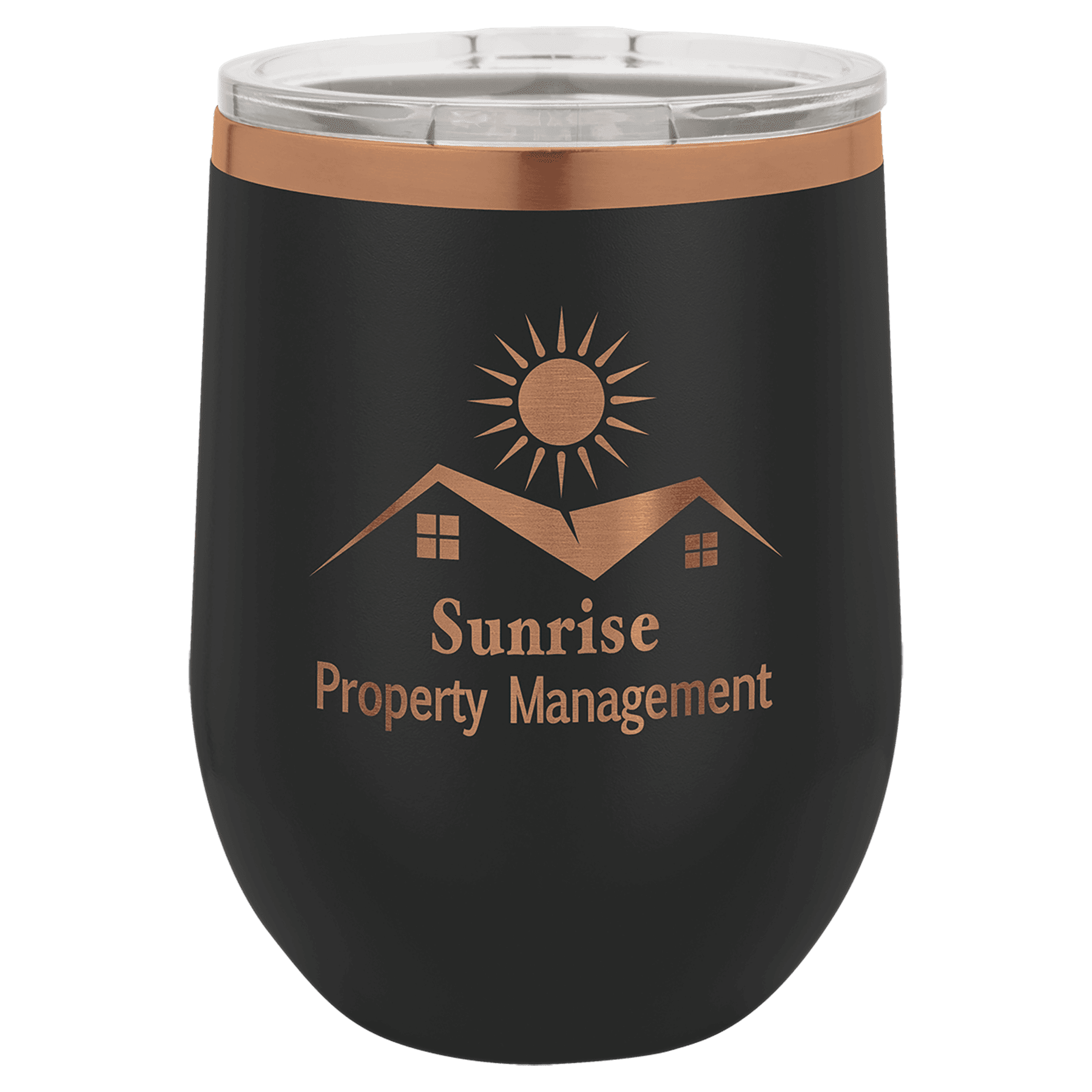 12 oz Wine Tumbler - Black/Rose Gold - Laser Engraving