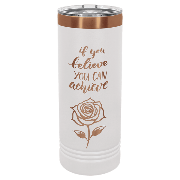 22oz Skinny Tumbler - White/Rose Gold - Laser Engraving